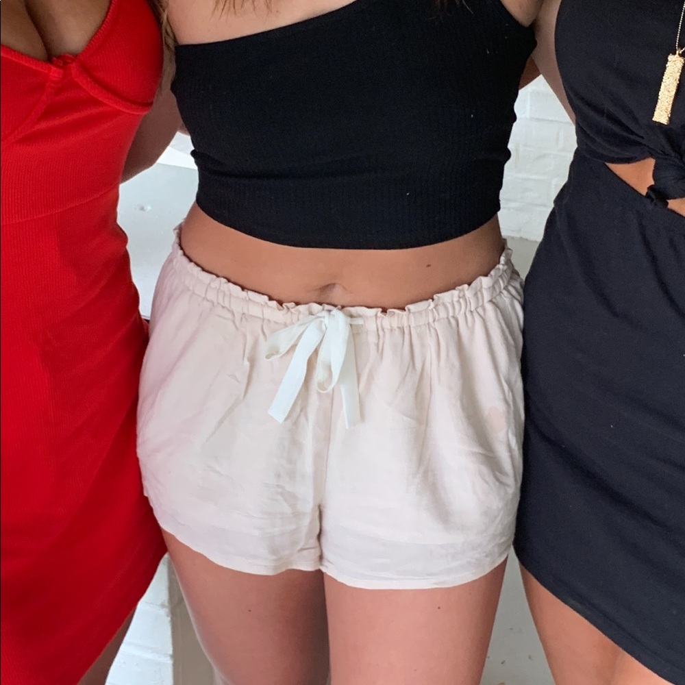 pink shorts with a tie